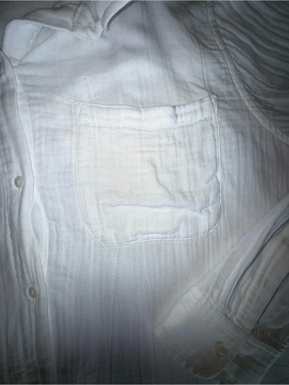 Cotton Gauze Button Down Shirt XL White Long Sleeve Lightweight - Picture 12 of 15